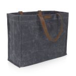 Custom Market Waxed Canvas Tote with Leatherette Handles with logo