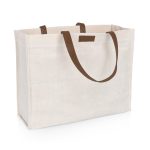 Custom Market Waxed Canvas Tote with Leatherette Handles with logo - 2