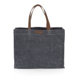 Custom Market Waxed Canvas Tote with Leatherette Handles with logo - 3