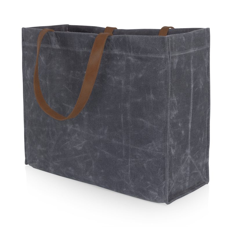 Custom Market Waxed Canvas Tote with Leatherette Handles with logo - 5