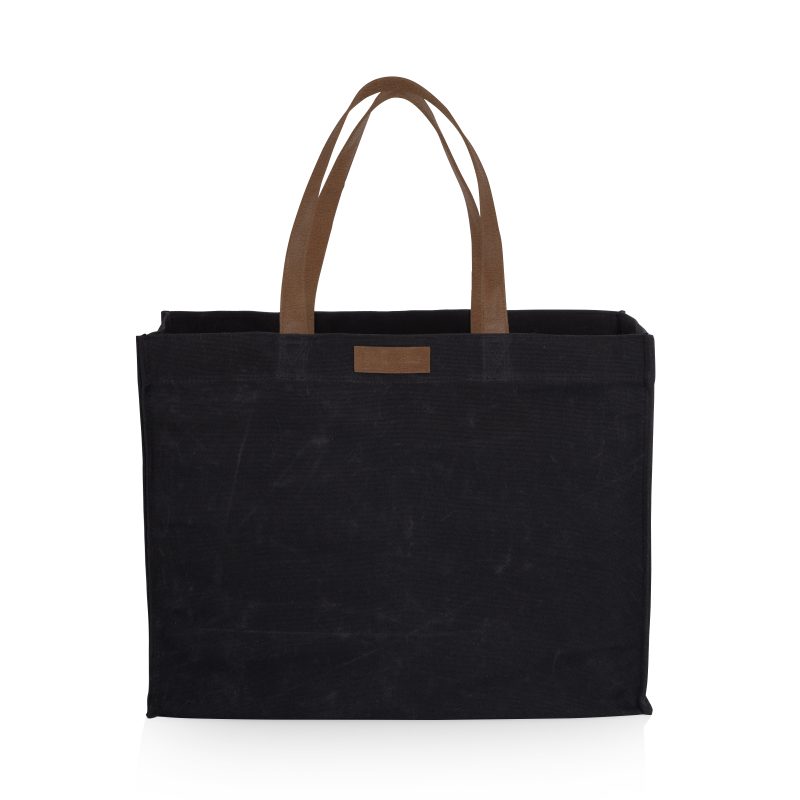 Custom Market Waxed Canvas Tote with Leatherette Handles with logo - 6