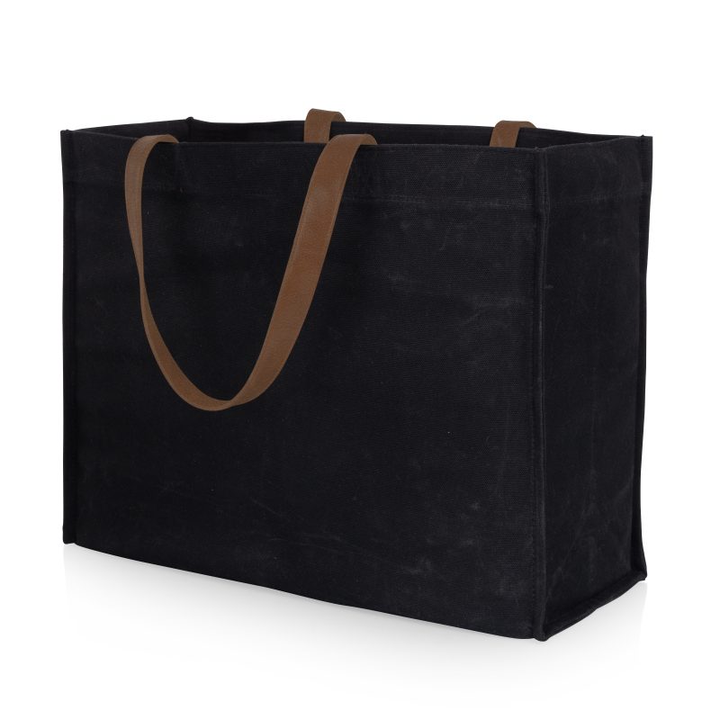 Custom Market Waxed Canvas Tote with Leatherette Handles with logo - 8