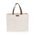 Custom Market Waxed Canvas Tote with Leatherette Handles with logo - 9