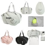 Custom Multiple Compartments Nylon tennis racquet tote bag with trolley sleeve for sport carry Pickleball B with logo