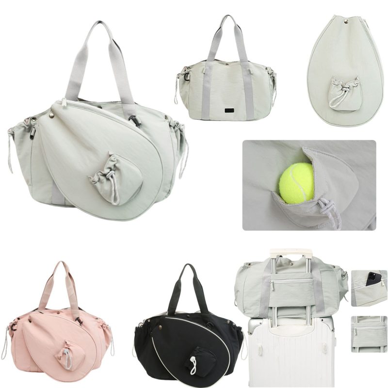 Custom Multiple Compartments Nylon tennis racquet tote bag with trolley sleeve for sport carry Pickleball B with logo - 2