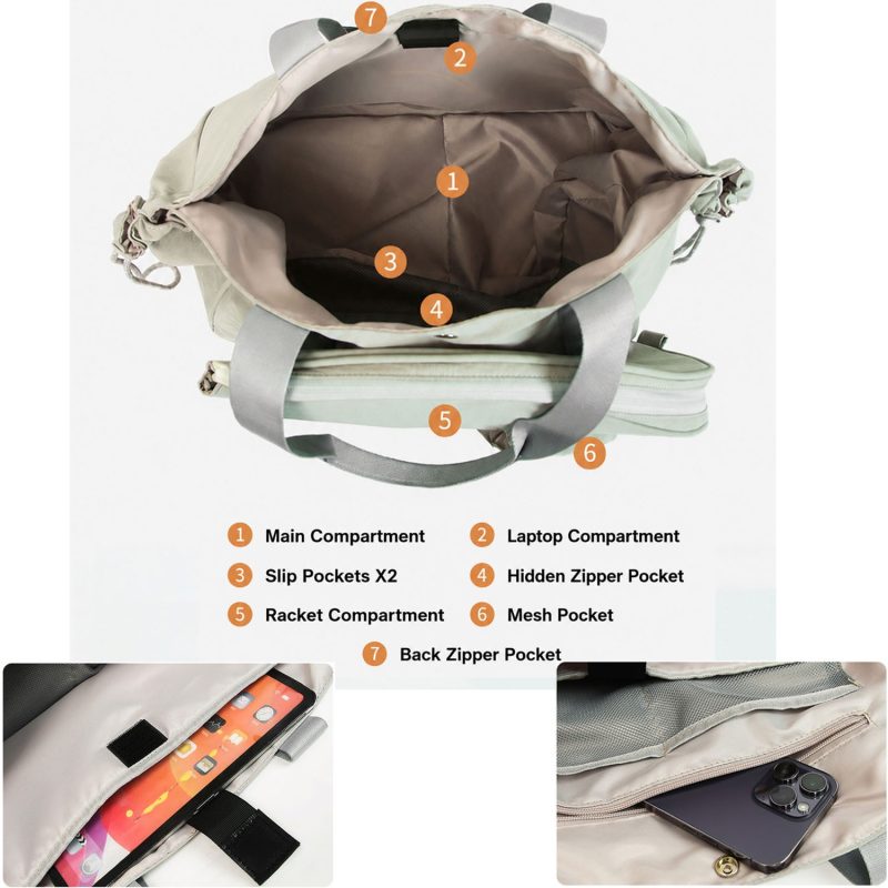 Custom Multiple Compartments Nylon tennis racquet tote bag with trolley sleeve for sport carry Pickleball B with logo - 6