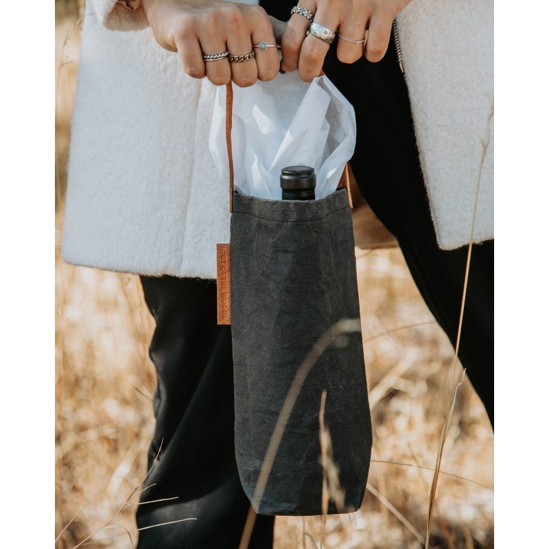 Custom Out of the Woods Connoisseur Wine Tote - Ebony with logo - 8