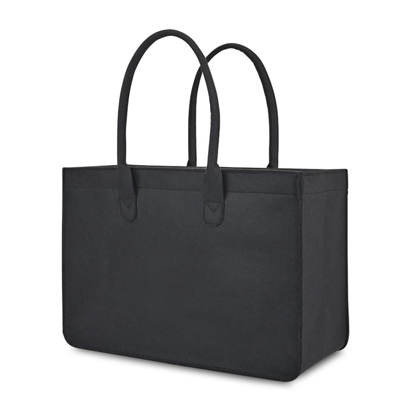Custom Out of the Woods Felt Shopper Tote - Black with logo - 4