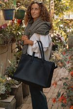 Custom Out of the Woods Felt Shopper Tote - Black with logo - 6