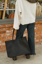 Custom Out of the Woods Felt Shopper Tote - Black with logo - 7