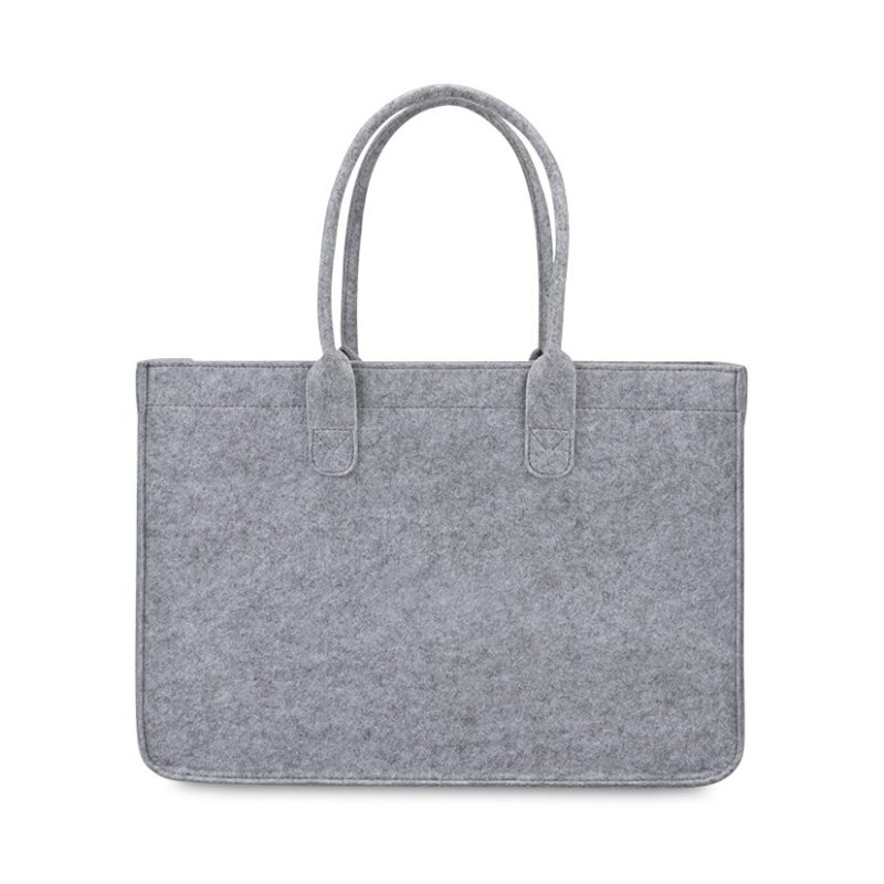 Custom Out of the Woods Felt Shopper Tote - Light Grey with logo - 1