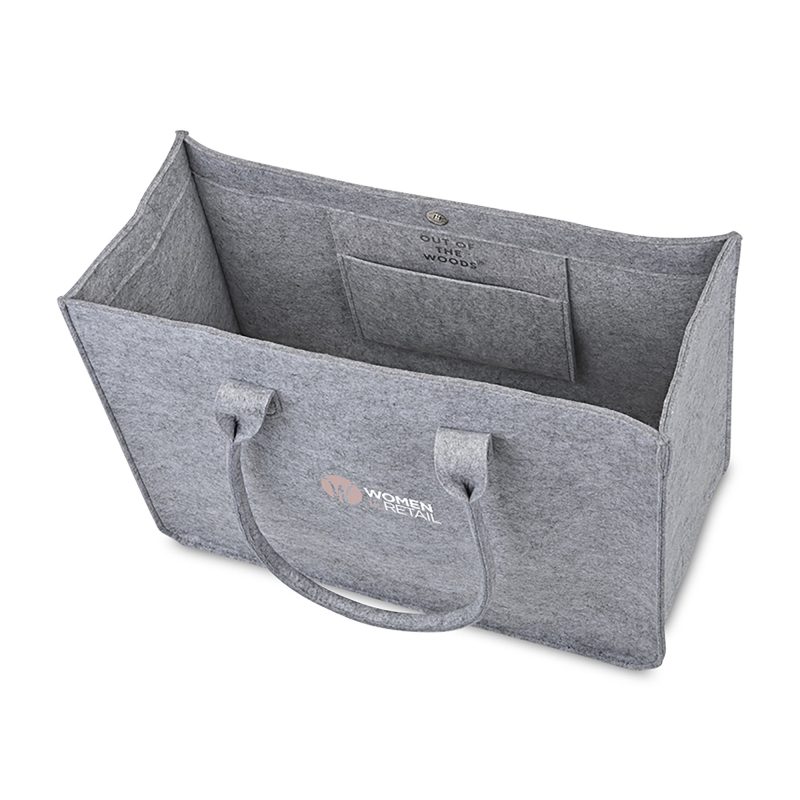 Custom Out of the Woods Felt Shopper Tote - Light Grey with logo - 2