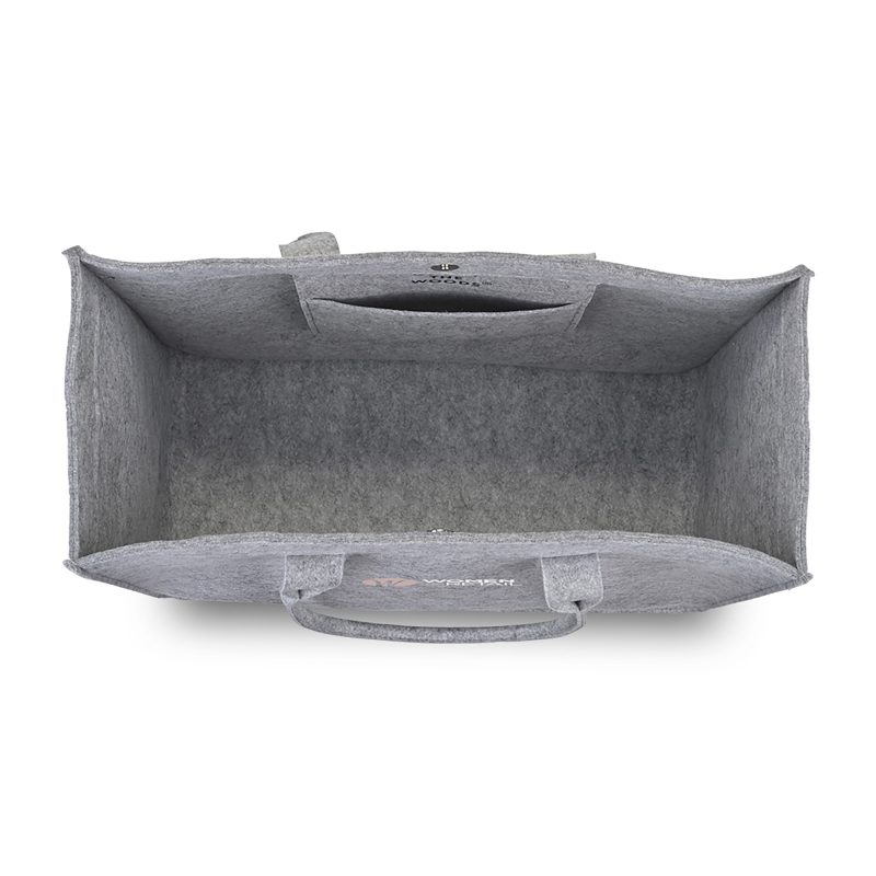 Custom Out of the Woods Felt Shopper Tote - Light Grey with logo - 3
