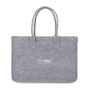 Custom Out of the Woods Felt Shopper Tote - Light Grey with logo