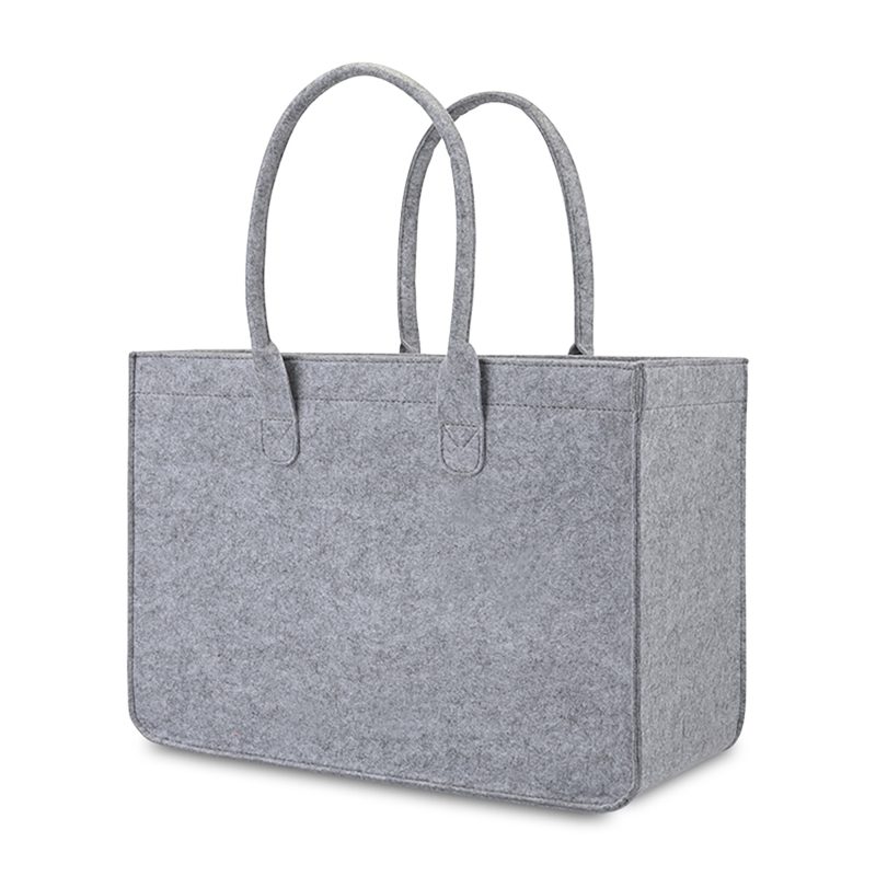 Custom Out of the Woods Felt Shopper Tote - Light Grey with logo - 4