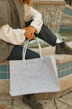 Custom Out of the Woods Felt Shopper Tote - Light Grey with logo - 6