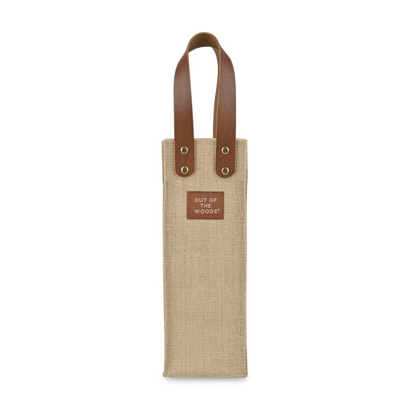 Custom Out of the Woods Jute Wine Tote - Natural with logo - 1