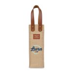 Custom Out of the Woods Jute Wine Tote - Natural with logo