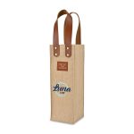 Custom Out of the Woods Jute Wine Tote - Natural with logo - 2