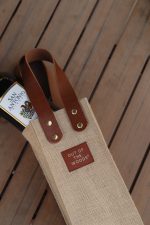 Custom Out of the Woods Jute Wine Tote - Natural with logo - 5