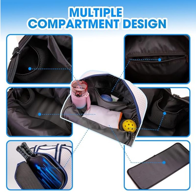 Custom Pickleball Tote Bag Paddle Compartment Insulated Holder with logo - 4