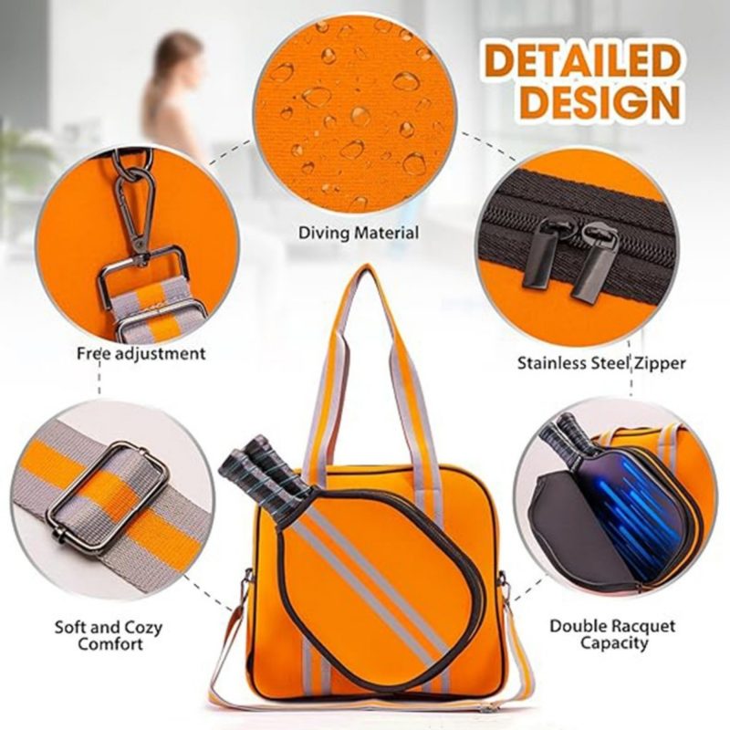 Custom Pickleball Tote Bag Pockets Paddle Storage Insulated Sleeve with logo - 3