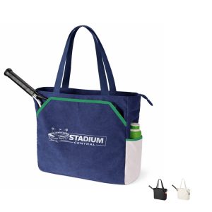 Custom Pickleball Tote Bag with Mesh Water Bottle Holder with logo