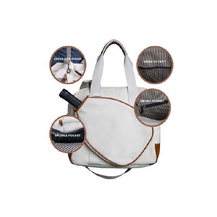 Custom Pickleball Tote Bag with Zipper & Adjustable Shoulder Strap with logo - 2