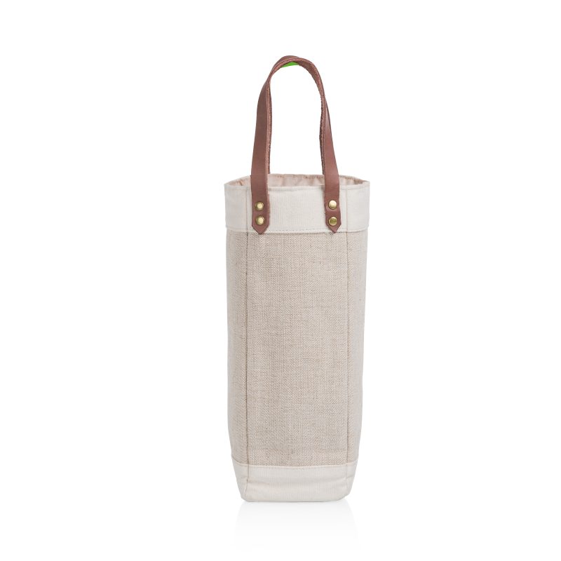 Custom Pinot Jute Single Bottle Insulated Wine Bag with logo - 1