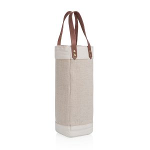 Custom Pinot Jute Single Bottle Insulated Wine Bag with logo