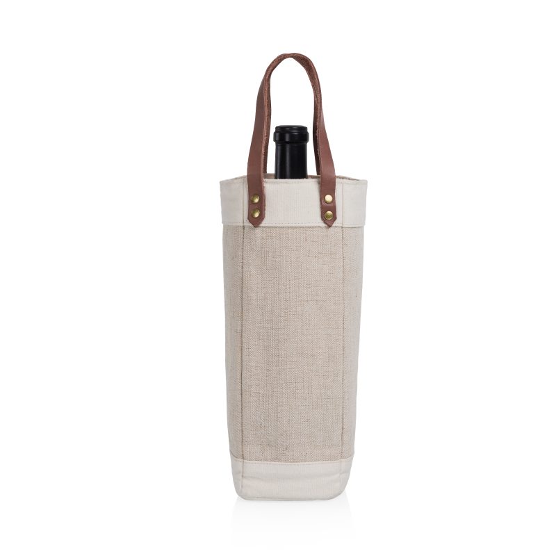 Custom Pinot Jute Single Bottle Insulated Wine Bag with logo - 4