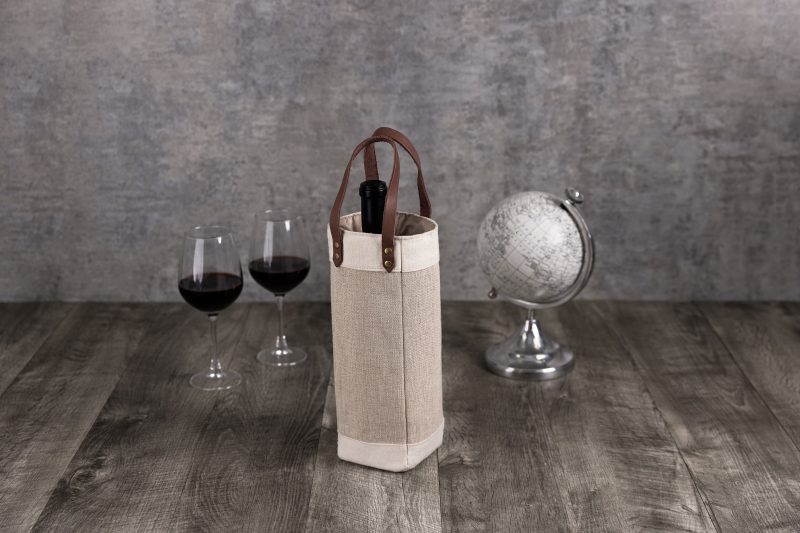 Custom Pinot Jute Single Bottle Insulated Wine Bag with logo - 5