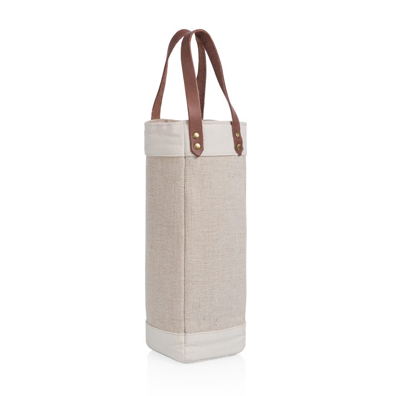 Custom Pinot Jute Single Bottle Insulated Wine Bag with logo