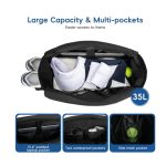 Custom Quilted Tennis & Pickleball Tote Bag Lightweight Waterproof with Extra Large Shoe Compartment with logo - 2