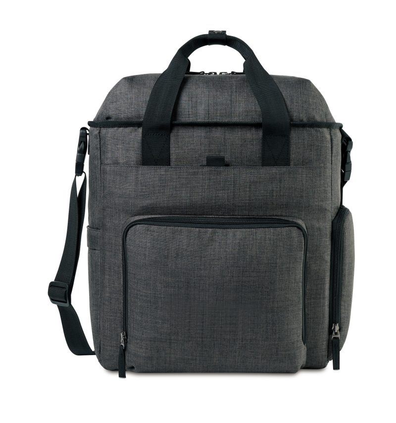 Custom Reagan Recycled rPETCarryall Tote - Charcoal Heather with logo - 1