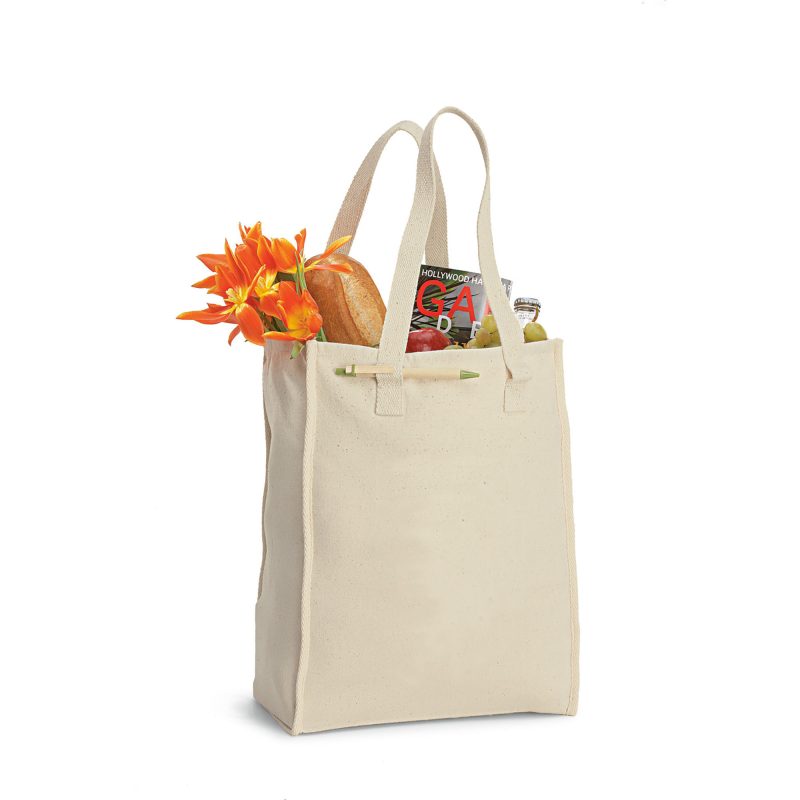 Custom Recycled Cotton Market Tote Bag - AWARE - Natural with logo - 1