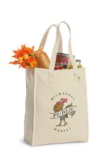 Custom Recycled Cotton Market Tote Bag - AWARE - Natural with logo