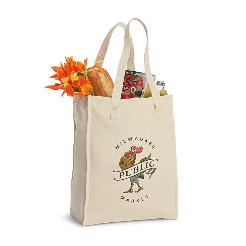 Custom Recycled Cotton Market Tote Bag - AWARE - Natural with logo - 2