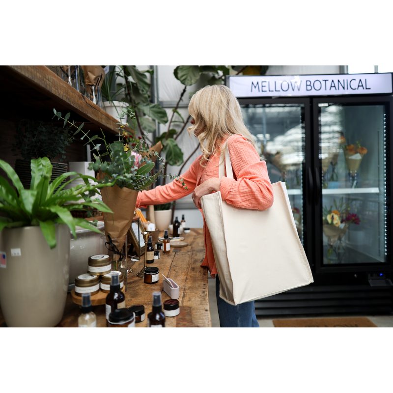 Custom Recycled Cotton Market Tote Bag - AWARE - Natural with logo - 3