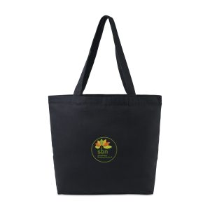 Custom Recycled Cotton Shopper Tote with Interior Pocket - AWARE - Black with logo