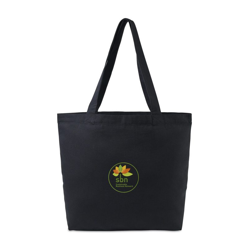 Custom Recycled Cotton Shopper Tote with Interior Pocket - AWARE - Black with logo