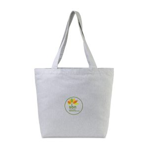 Custom Recycled Cotton Shopper Tote with Interior Pocket - AWARE - Light Grey with logo