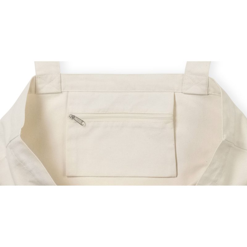 Custom Recycled Cotton Shopper Tote with Interior Pocket - AWARE - Natural with logo - 3