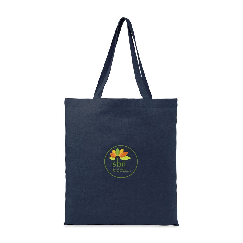 Custom Recycled Cotton Tote - AWARE - Indigo Denim with logo