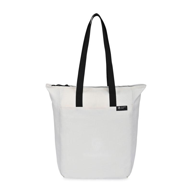 Custom Renew Recycled rPET Zippered Tote - AWARE - Cream with logo - 1