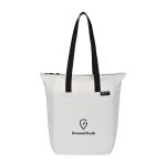 Custom Renew Recycled rPET Zippered Tote - AWARE - Cream with logo