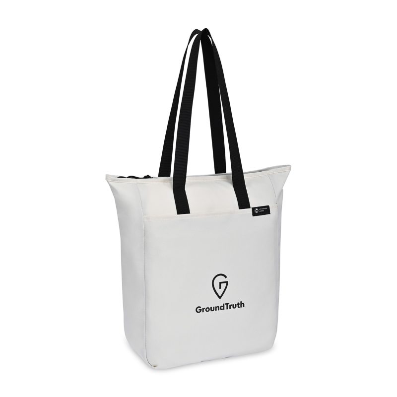 Custom Renew Recycled rPET Zippered Tote - AWARE - Cream with logo - 2