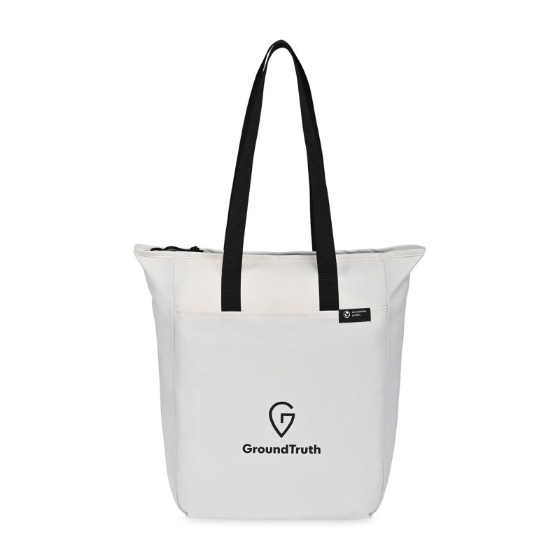 Custom Renew Recycled rPET Zippered Tote - AWARE - Cream with logo