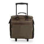 Custom Somm 12 Bottle Wine Tote with wheels- Khaki/Brown with logo