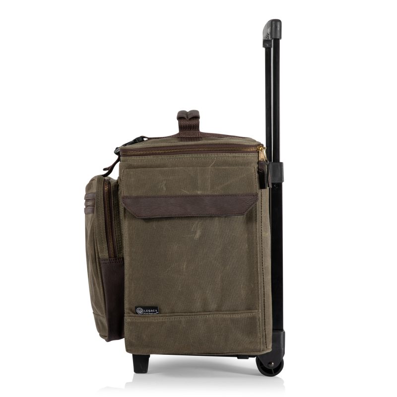 Custom Somm 12 Bottle Wine Tote with wheels- Khaki/Brown with logo - 2